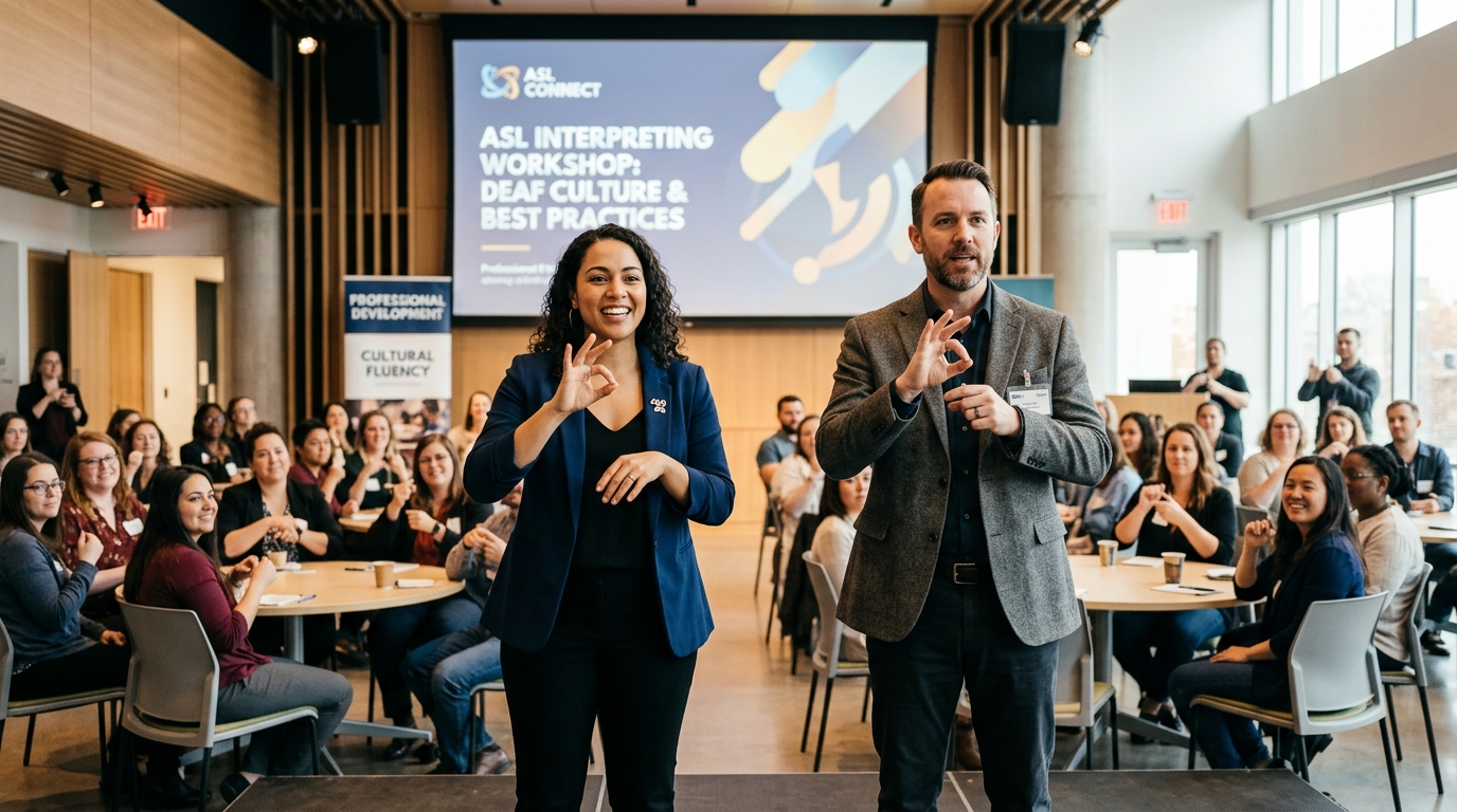 ASL Sign Language Interpreters in interactive workshop